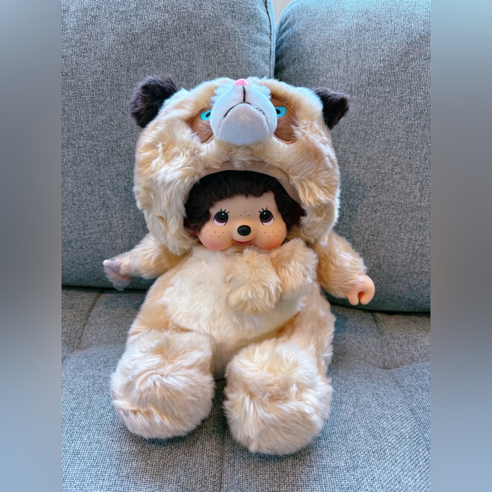 large Monchhichi grumpy cat doll